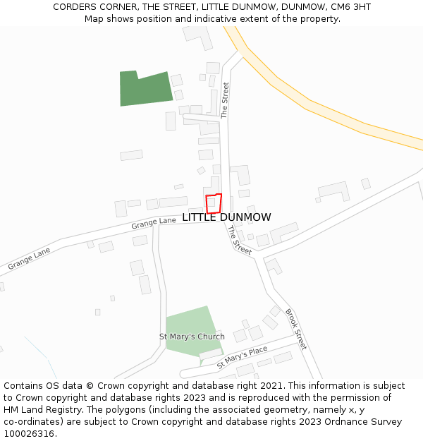 CORDERS CORNER, THE STREET, LITTLE DUNMOW, DUNMOW, CM6 3HT: Location map and indicative extent of plot