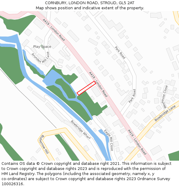 CORNBURY, LONDON ROAD, STROUD, GL5 2AT: Location map and indicative extent of plot