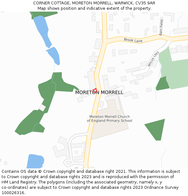 CORNER COTTAGE, MORETON MORRELL, WARWICK, CV35 9AR: Location map and indicative extent of plot