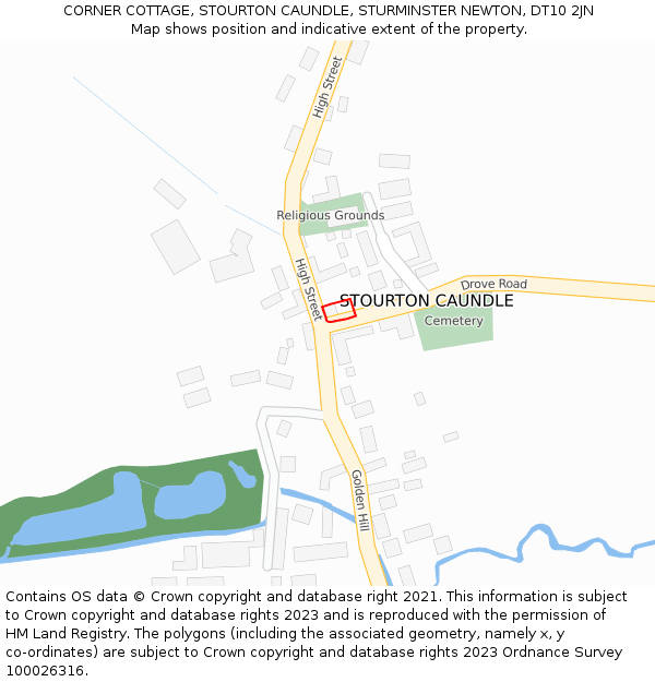 CORNER COTTAGE, STOURTON CAUNDLE, STURMINSTER NEWTON, DT10 2JN: Location map and indicative extent of plot