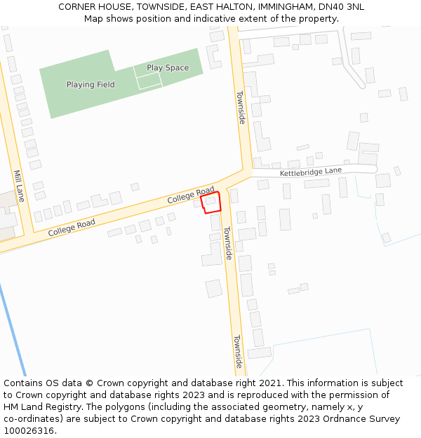 CORNER HOUSE, TOWNSIDE, EAST HALTON, IMMINGHAM, DN40 3NL: Location map and indicative extent of plot