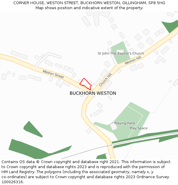 CORNER HOUSE, WESTON STREET, BUCKHORN WESTON, GILLINGHAM, SP8 5HG: Location map and indicative extent of plot