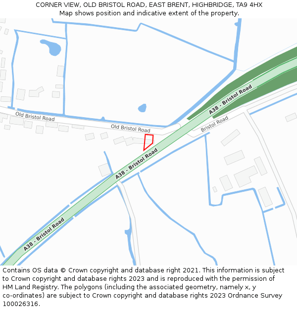 CORNER VIEW, OLD BRISTOL ROAD, EAST BRENT, HIGHBRIDGE, TA9 4HX: Location map and indicative extent of plot