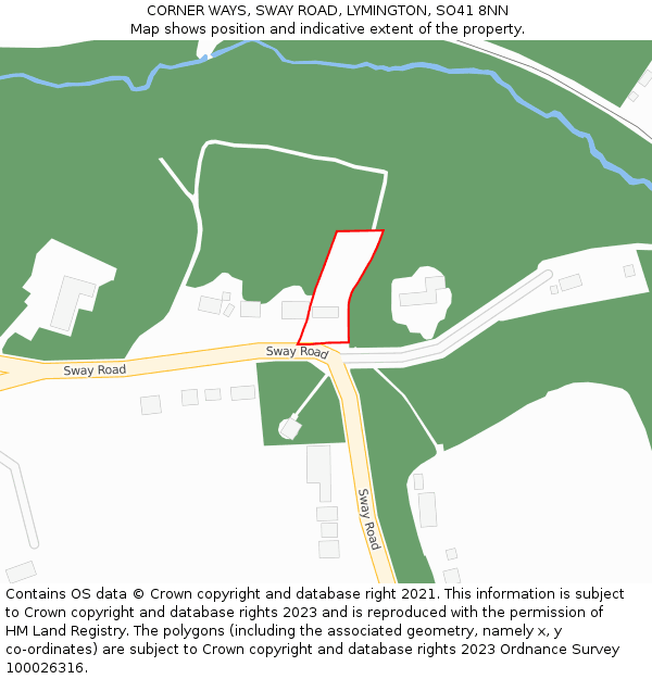 CORNER WAYS, SWAY ROAD, LYMINGTON, SO41 8NN: Location map and indicative extent of plot