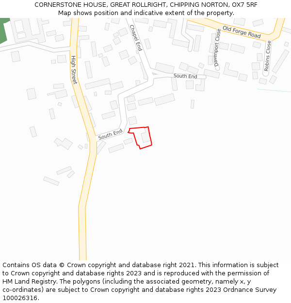CORNERSTONE HOUSE, GREAT ROLLRIGHT, CHIPPING NORTON, OX7 5RF: Location map and indicative extent of plot