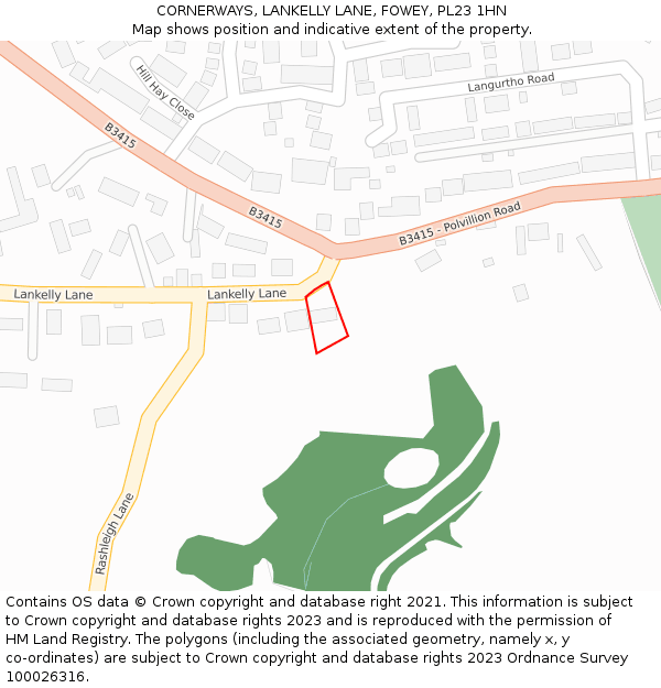 CORNERWAYS, LANKELLY LANE, FOWEY, PL23 1HN: Location map and indicative extent of plot