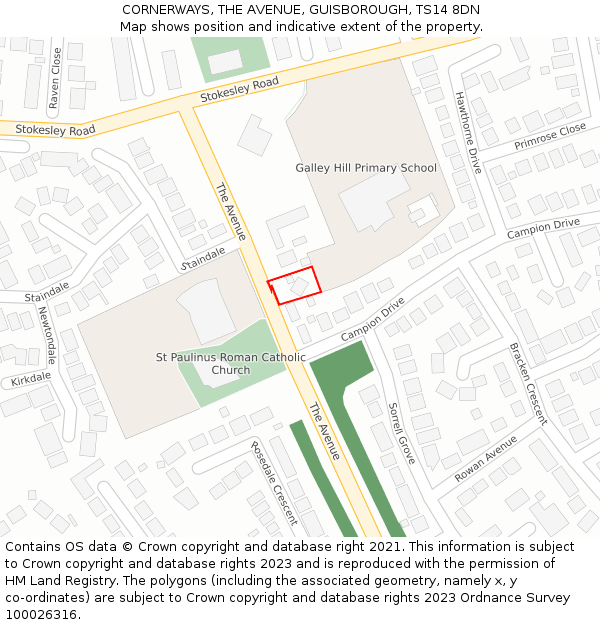 CORNERWAYS, THE AVENUE, GUISBOROUGH, TS14 8DN: Location map and indicative extent of plot