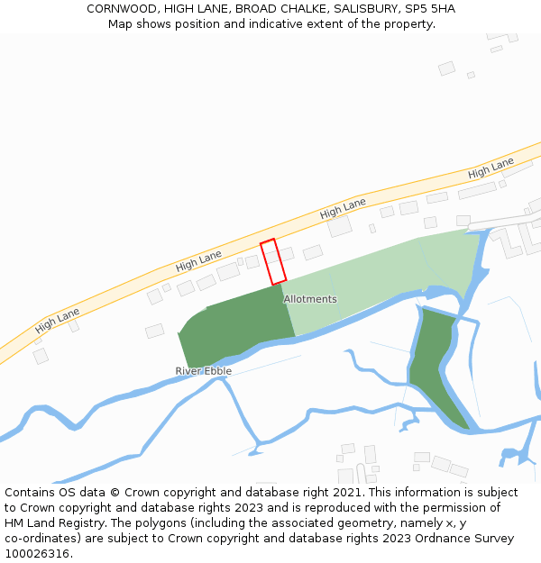 CORNWOOD, HIGH LANE, BROAD CHALKE, SALISBURY, SP5 5HA: Location map and indicative extent of plot