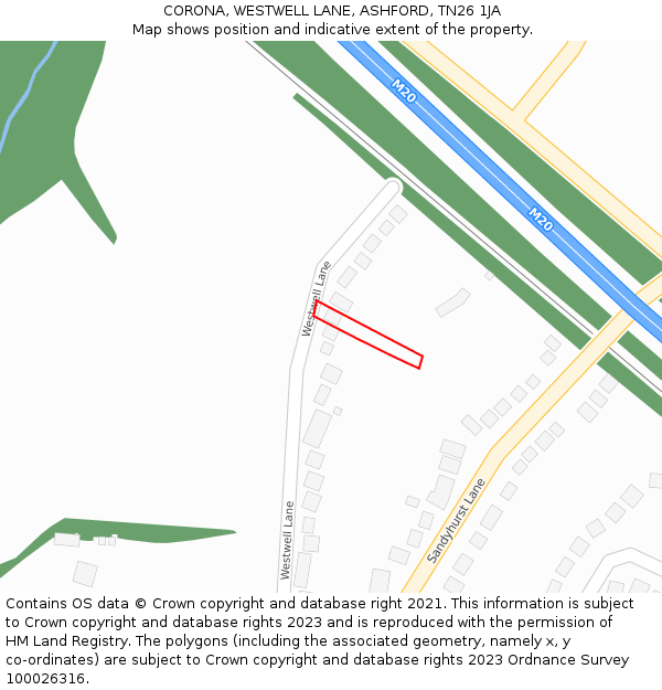 CORONA, WESTWELL LANE, ASHFORD, TN26 1JA: Location map and indicative extent of plot