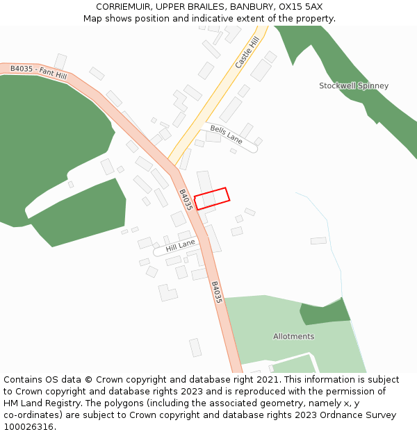 CORRIEMUIR, UPPER BRAILES, BANBURY, OX15 5AX: Location map and indicative extent of plot