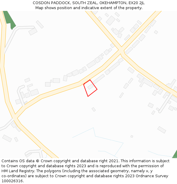 COSDON PADDOCK, SOUTH ZEAL, OKEHAMPTON, EX20 2JL: Location map and indicative extent of plot