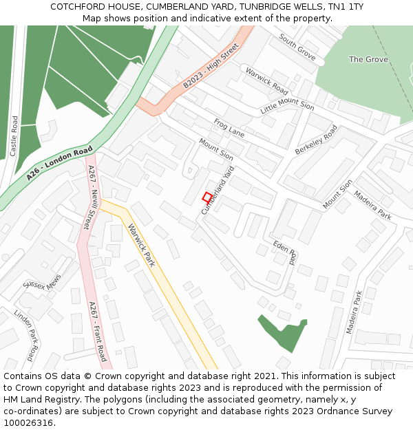 COTCHFORD HOUSE, CUMBERLAND YARD, TUNBRIDGE WELLS, TN1 1TY: Location map and indicative extent of plot