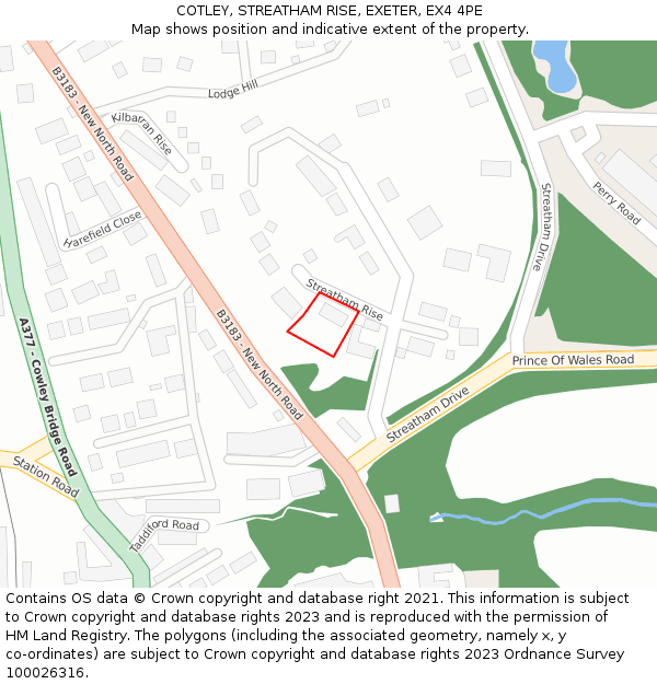 COTLEY, STREATHAM RISE, EXETER, EX4 4PE: Location map and indicative extent of plot