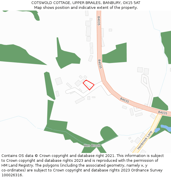 COTSWOLD COTTAGE, UPPER BRAILES, BANBURY, OX15 5AT: Location map and indicative extent of plot