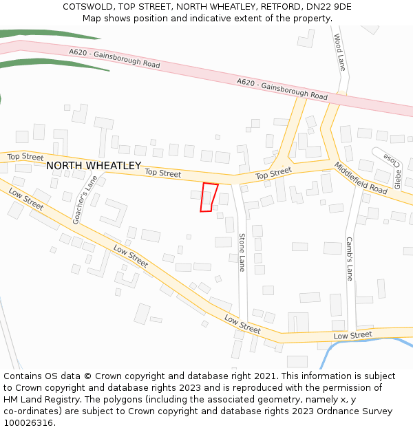 COTSWOLD, TOP STREET, NORTH WHEATLEY, RETFORD, DN22 9DE: Location map and indicative extent of plot