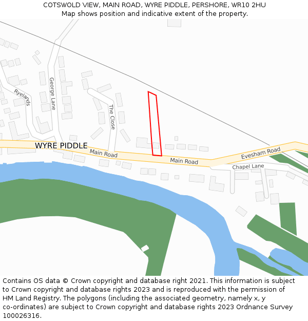 COTSWOLD VIEW, MAIN ROAD, WYRE PIDDLE, PERSHORE, WR10 2HU: Location map and indicative extent of plot