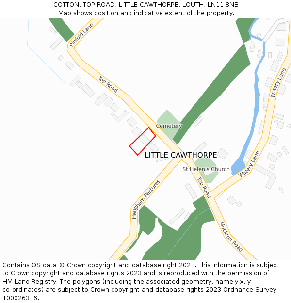 COTTON, TOP ROAD, LITTLE CAWTHORPE, LOUTH, LN11 8NB: Location map and indicative extent of plot