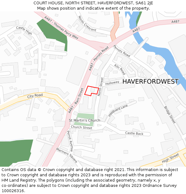 COURT HOUSE, NORTH STREET, HAVERFORDWEST, SA61 2JE: Location map and indicative extent of plot