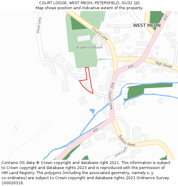 COURT LODGE, WEST MEON, PETERSFIELD, GU32 1JG: Location map and indicative extent of plot