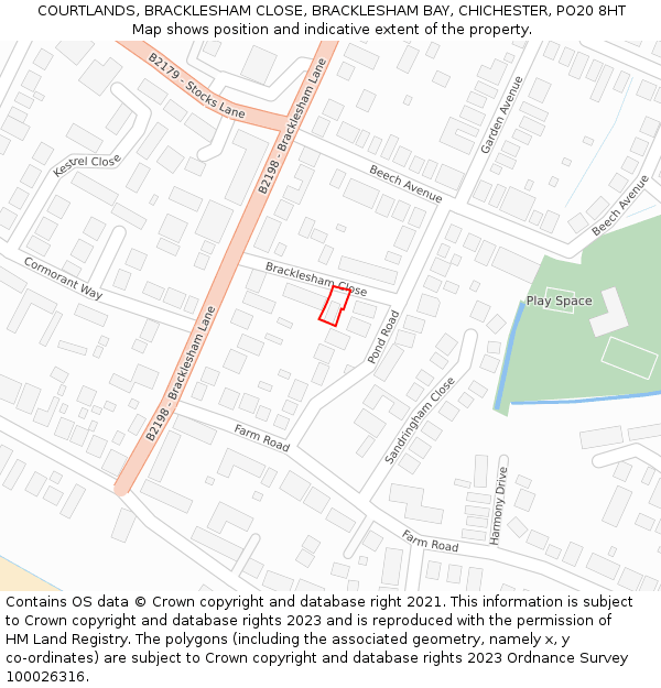 COURTLANDS, BRACKLESHAM CLOSE, BRACKLESHAM BAY, CHICHESTER, PO20 8HT: Location map and indicative extent of plot