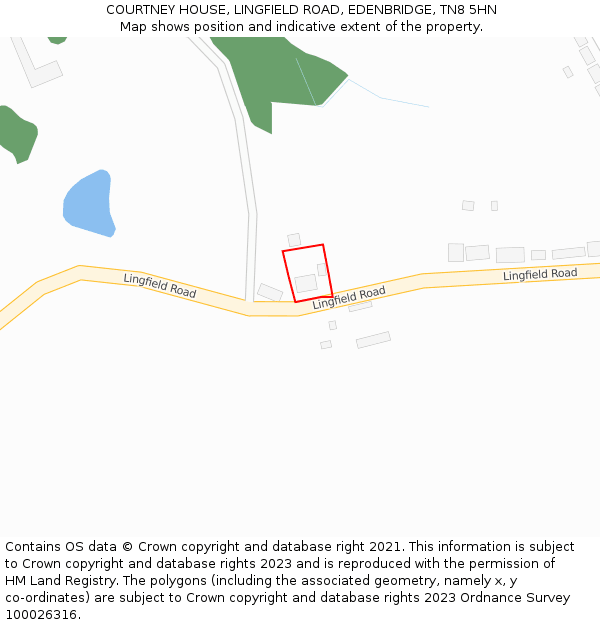 COURTNEY HOUSE, LINGFIELD ROAD, EDENBRIDGE, TN8 5HN: Location map and indicative extent of plot