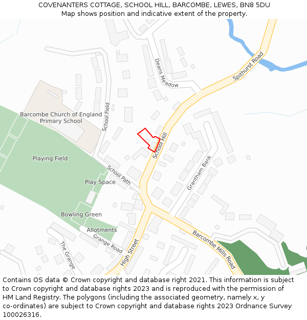 COVENANTERS COTTAGE, SCHOOL HILL, BARCOMBE, LEWES, BN8 5DU: Location map and indicative extent of plot