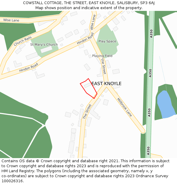 COWSTALL COTTAGE, THE STREET, EAST KNOYLE, SALISBURY, SP3 6AJ: Location map and indicative extent of plot