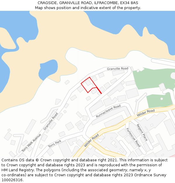 CRAGSIDE, GRANVILLE ROAD, ILFRACOMBE, EX34 8AS: Location map and indicative extent of plot