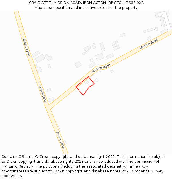 CRAIG AFFIE, MISSION ROAD, IRON ACTON, BRISTOL, BS37 9XR: Location map and indicative extent of plot