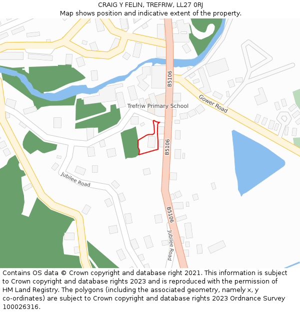 CRAIG Y FELIN, TREFRIW, LL27 0RJ: Location map and indicative extent of plot