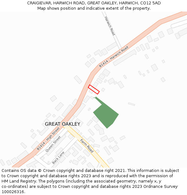 CRAIGIEVAR, HARWICH ROAD, GREAT OAKLEY, HARWICH, CO12 5AD: Location map and indicative extent of plot