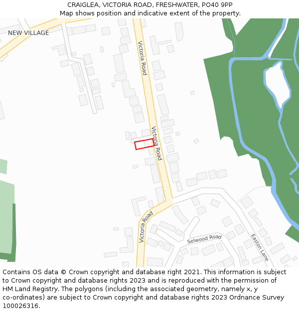 CRAIGLEA, VICTORIA ROAD, FRESHWATER, PO40 9PP: Location map and indicative extent of plot