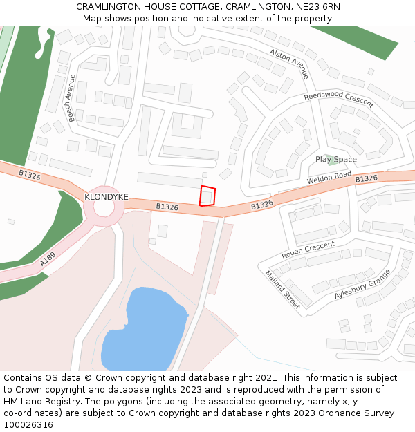 CRAMLINGTON HOUSE COTTAGE, CRAMLINGTON, NE23 6RN: Location map and indicative extent of plot