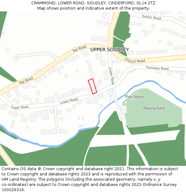 CRAMMOND, LOWER ROAD, SOUDLEY, CINDERFORD, GL14 2TZ: Location map and indicative extent of plot