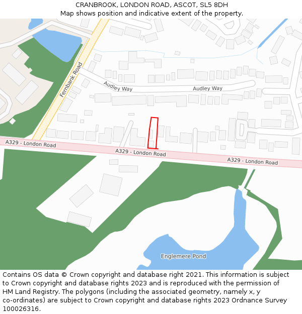 CRANBROOK, LONDON ROAD, ASCOT, SL5 8DH: Location map and indicative extent of plot