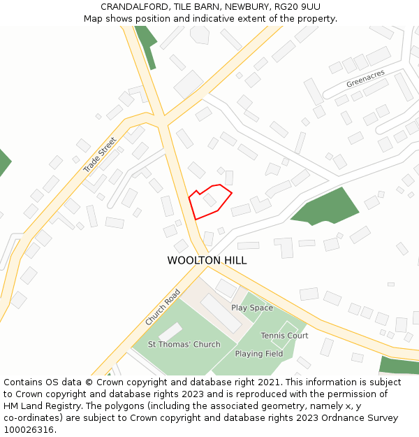 CRANDALFORD, TILE BARN, NEWBURY, RG20 9UU: Location map and indicative extent of plot