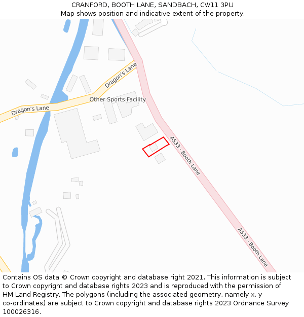 CRANFORD, BOOTH LANE, SANDBACH, CW11 3PU: Location map and indicative extent of plot