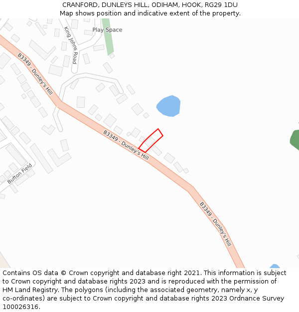CRANFORD, DUNLEYS HILL, ODIHAM, HOOK, RG29 1DU: Location map and indicative extent of plot