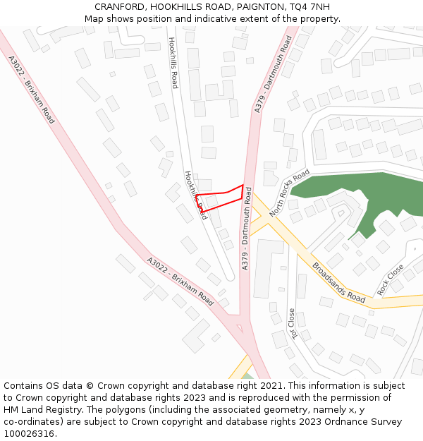 CRANFORD, HOOKHILLS ROAD, PAIGNTON, TQ4 7NH: Location map and indicative extent of plot
