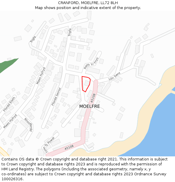 CRANFORD, MOELFRE, LL72 8LH: Location map and indicative extent of plot