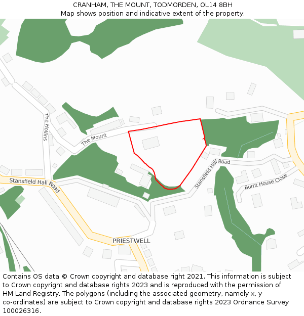CRANHAM, THE MOUNT, TODMORDEN, OL14 8BH: Location map and indicative extent of plot