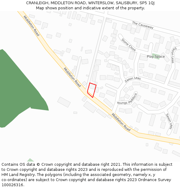 CRANLEIGH, MIDDLETON ROAD, WINTERSLOW, SALISBURY, SP5 1QJ: Location map and indicative extent of plot