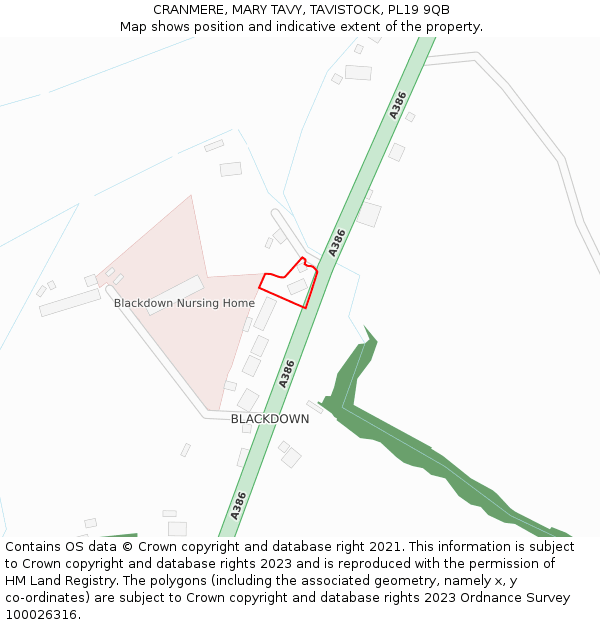 CRANMERE, MARY TAVY, TAVISTOCK, PL19 9QB: Location map and indicative extent of plot