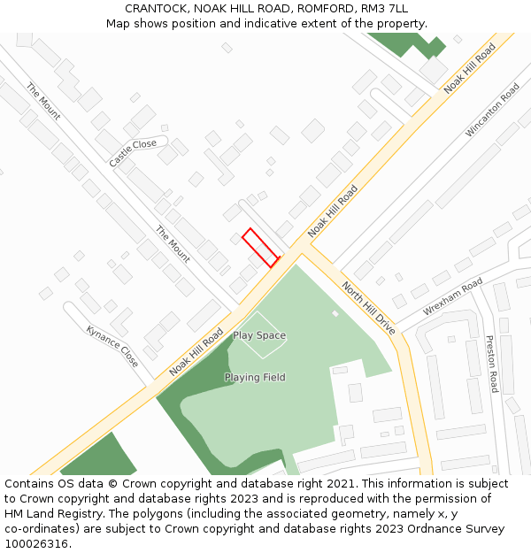 CRANTOCK, NOAK HILL ROAD, ROMFORD, RM3 7LL: Location map and indicative extent of plot