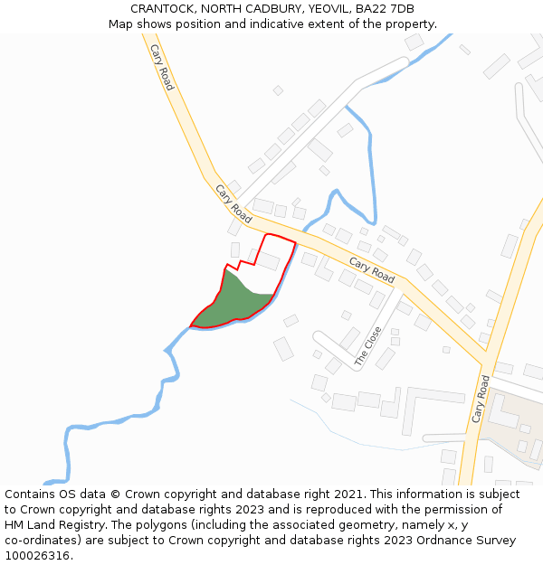 CRANTOCK, NORTH CADBURY, YEOVIL, BA22 7DB: Location map and indicative extent of plot