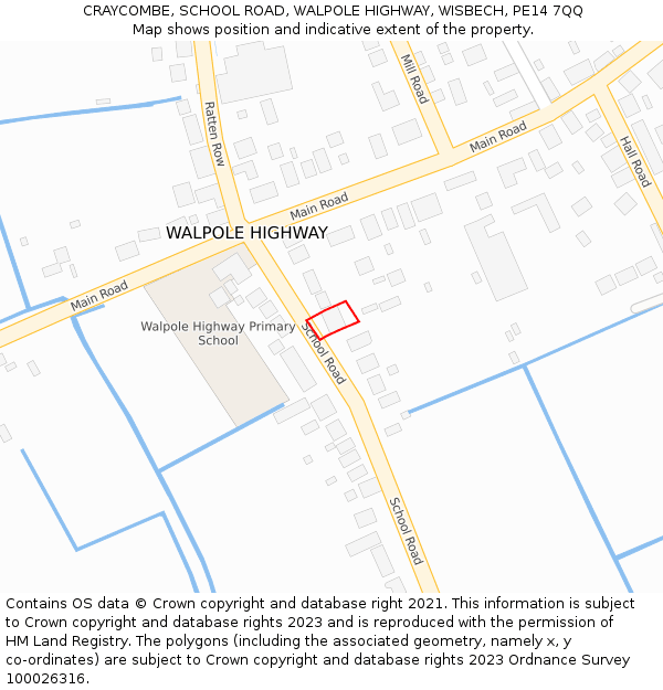 CRAYCOMBE, SCHOOL ROAD, WALPOLE HIGHWAY, WISBECH, PE14 7QQ: Location map and indicative extent of plot