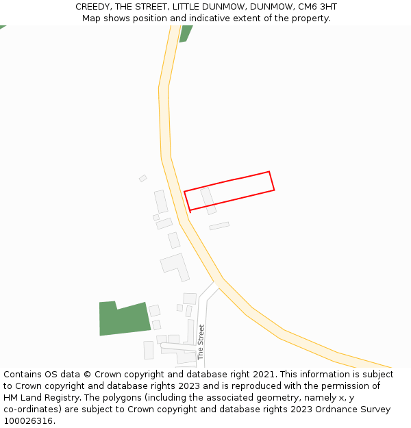 CREEDY, THE STREET, LITTLE DUNMOW, DUNMOW, CM6 3HT: Location map and indicative extent of plot