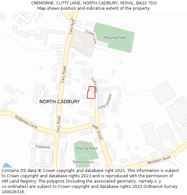 CREMORNE, CUTTY LANE, NORTH CADBURY, YEOVIL, BA22 7DG: Location map and indicative extent of plot