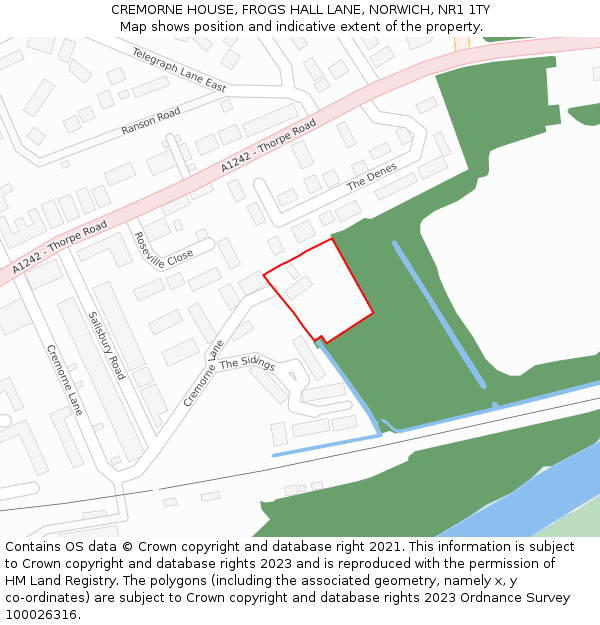 CREMORNE HOUSE, FROGS HALL LANE, NORWICH, NR1 1TY: Location map and indicative extent of plot