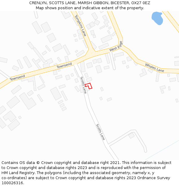 CRENLYN, SCOTTS LANE, MARSH GIBBON, BICESTER, OX27 0EZ: Location map and indicative extent of plot